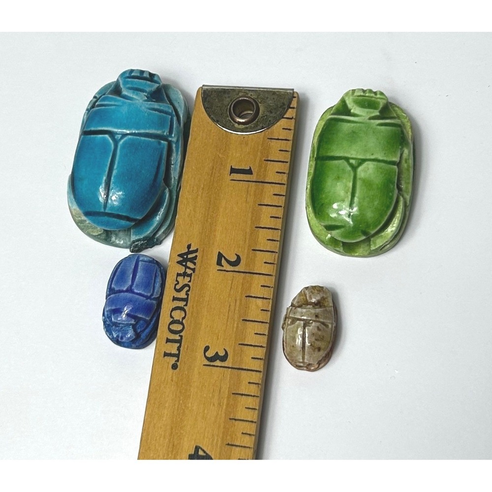 Scarab Beetle Amulet Figurines OS Multicolor Egyptian Decor Set of 4 Sizes - Picture 11 of 11